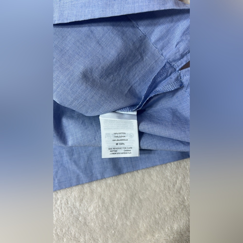 J Crew Ruffle Blouse Poplin Feminine s14 Women’s Nautical Blue 100% cotton - Picture 12 of 13